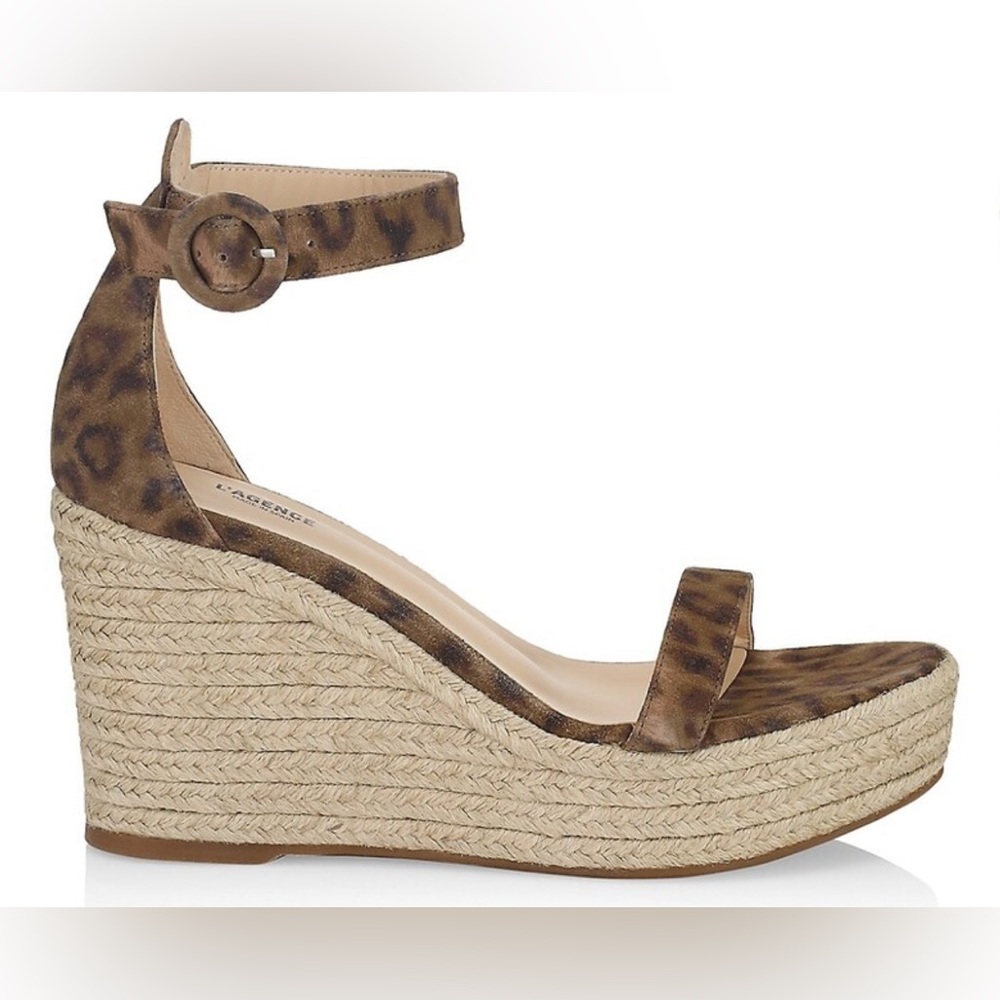 NWT L’AGENCE Elysee Platform Wedge Cheetah Espadrille Sz 38.5